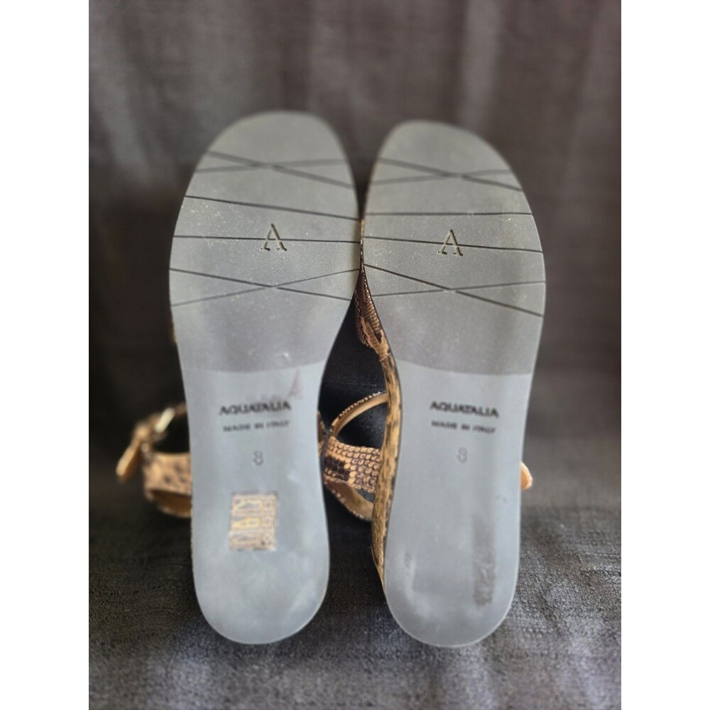 Aquatalia Size 8 Snake Print Leather Platform Sandals Neutral Diani NWOB - Picture 9 of 11